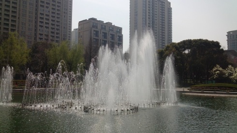 The fountain in Xintiandi park by my yoga studio